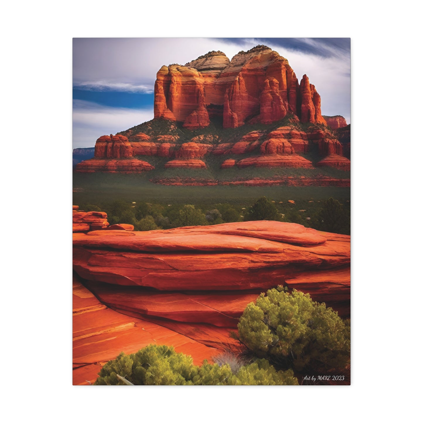 Single rock spire in red canyon