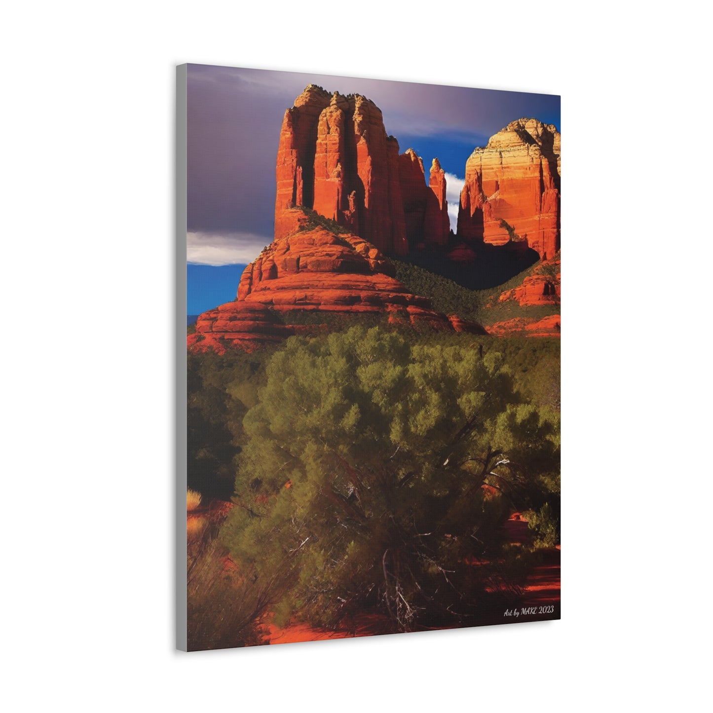 Sun-kissed red rock canyon landscape