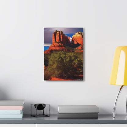 Warm sunrays on red rock formations