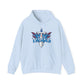 Flame and sword motif on Titans hoodie