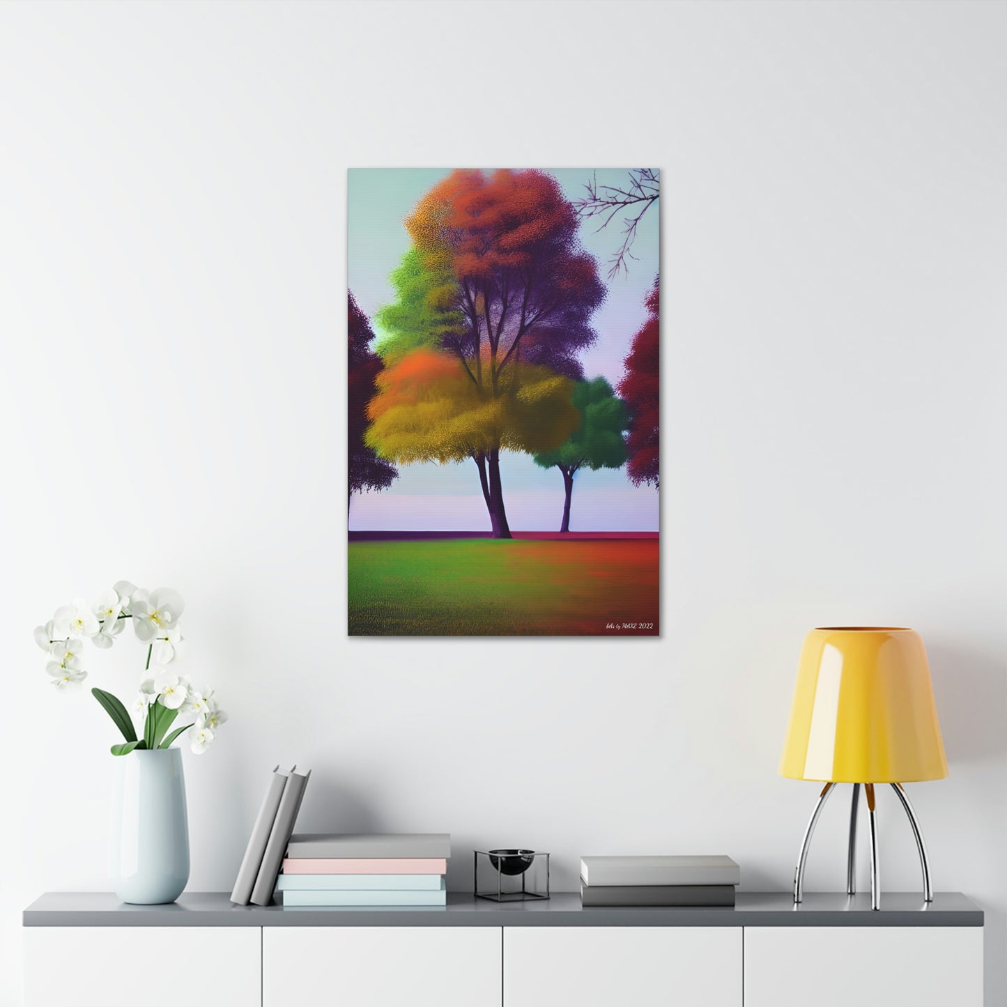 Brightly colored tree with diverse hues