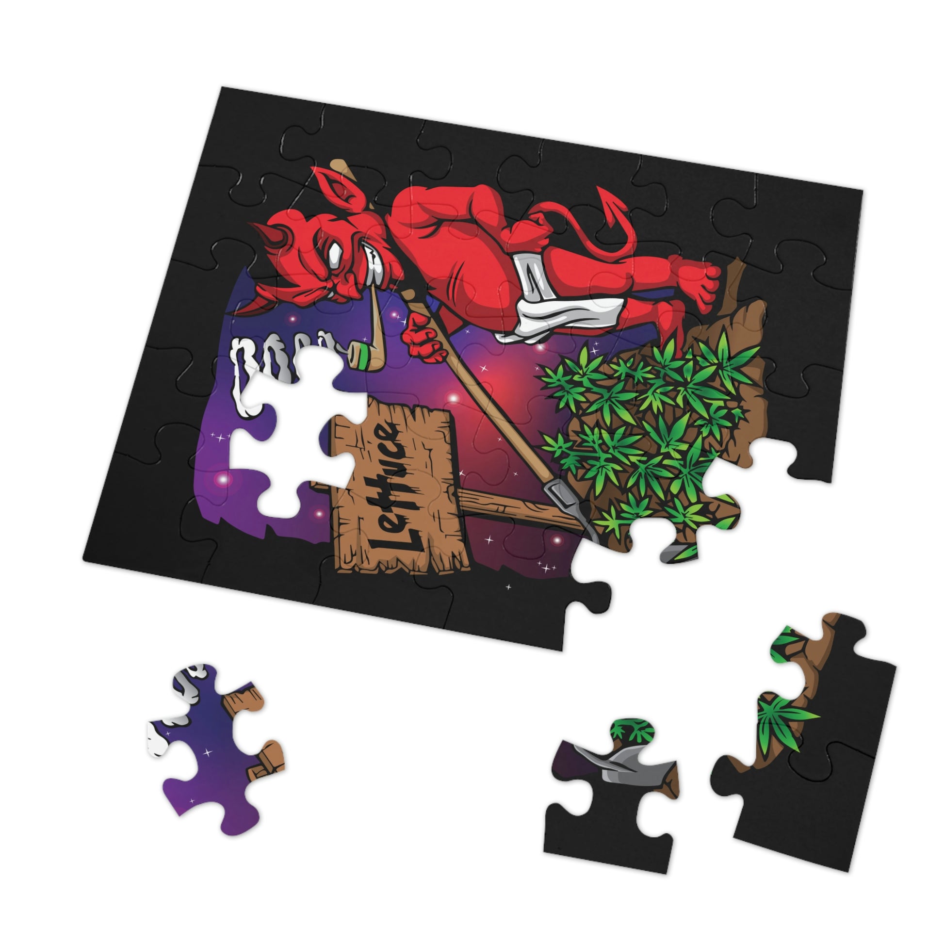 Challenging puzzle with bold Devils Lettuce imagery